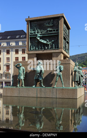 Sailors' Monument Skulptur Torgallmenningen, Bergen, Hordaland, Norwegen, Skandinavien Stockfoto