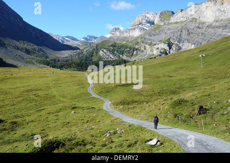 Gemmipass Hochgebirge Route durch das Berner Oberland von Sunnbuel nach Leukerbad, Schweiz, Europa Stockfoto