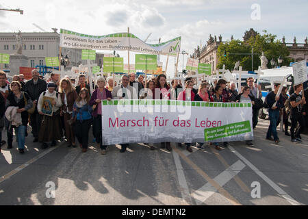 Berlin, Deutschland. 21. September 2013. Marsch für das Leben ist eine jährliche Demonstration gegen Abtreibung. Stockfoto