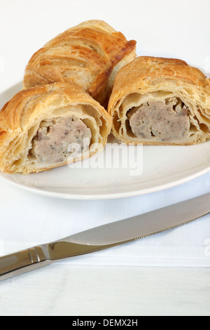 Fleischwurst Brötchen einen typisch britischen snack Stockfoto