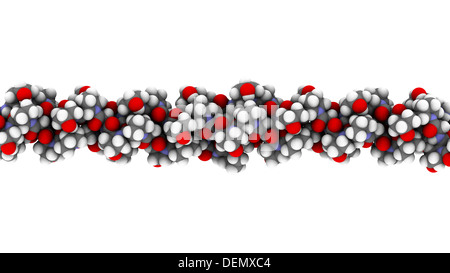 Kollagen-Modell-Protein, chemische Struktur. Ein wesentlicher Bestandteil der Haut, Knochen, Haaren, Bindegewebe, etc.. Stockfoto