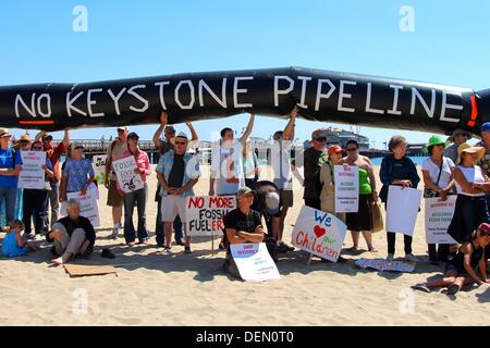 Keystone Öl-Pipeline Protest in Santa Barbara, Kalifornien Stockfoto