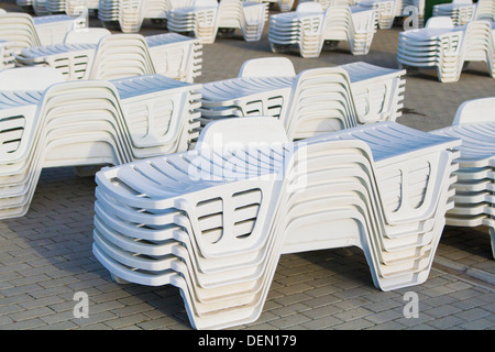 Strandkörbe in thermische Aqua Park - Baile Felix Rumänien Stockfoto
