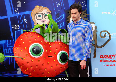 Los Angeles, Kalifornien, USA. 20. September 2013. Bill Hader Teilnahme an der Los Angeles-Premiere von "Wolkig mit A Chance Of Meatballs'' statt im Regency Village Theatre in Westwood, Kalifornien am 21. September 2013. 2013. Credit: D. Long/Globe Photos/ZUMAPRESS.com/Alamy Live-Nachrichten Stockfoto