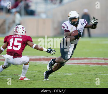 Palo Alto, CA, USA. 21. September 2013. 21. September 2013: Arizona State Sun Devils Wide Receiver Jaelen Strong (21) in Aktion während der NCAA Football-Spiel zwischen der Stanford Cardinal und die Arizona State Sun Devils im Stanford Stadium in Palo Alto, CA. Stanford besiegte Arizona 42-28. Bildnachweis: Cal Sport Media/Alamy Live-Nachrichten Stockfoto