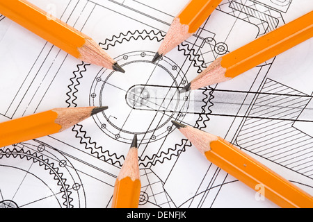 Zeichnung Bleistift und Detail-Nahaufnahme Stockfoto