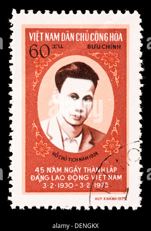 Briefmarke aus VIetnam Ho Chi Minh in 1924 darstellt. Stockfoto