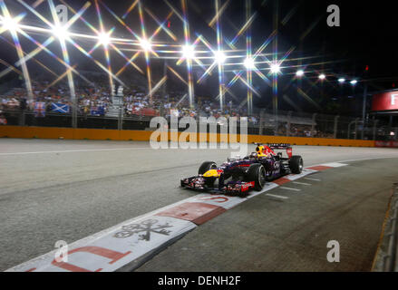 Singapur. 22. September 2013. Motorsport: FIA Formel 1 Weltmeisterschaft 2013, Grand Prix von Singapur, #1 Sebastian Vettel (GER, Infiniti Red Bull Racing), Stockfoto