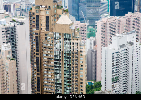 Dichten Hochhaus wohnen, Hong Kong Stockfoto