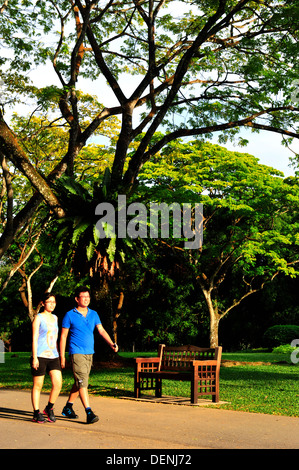 Singapur Attraktionen - ein junges Paar im Park (Singapore Botanic Gardens) Stockfoto