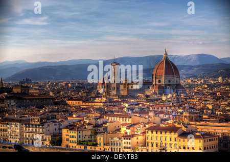 Gesamtansicht der Skyline von Florenz mit Basilika di Santa Maria del Fiore. Stockfoto