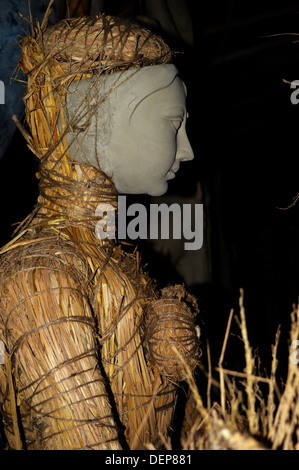 Durga, Skulptur, Gesicht, Maske, Durga Pooja, Bengali, Indian, Göttin Stockfoto