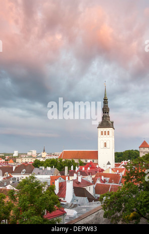 St.-Nikolaus-Kirche in Tallinn, Estland bei Sonnenuntergang Stockfoto