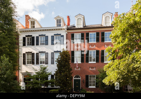 Cox Row - fünf Eidgenössischen Häusergruppe, benannt nach Oberst John Cox, Bürgermeister von Georgetown, Washington DC, USA Stockfoto