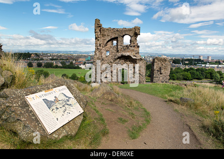 Die Ruinen der Kapelle St Anthony auf Arthurs Seat Hügel.  Arthurs Seat liegt am Rande von Edinburgh. Schottland. Stockfoto