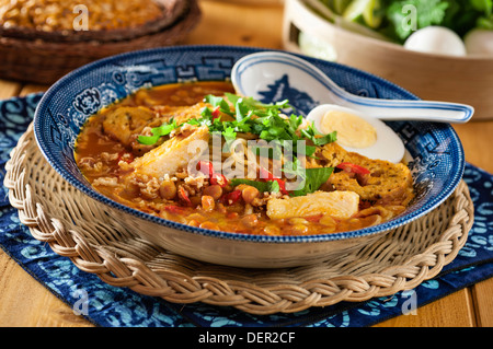 Mohinga Fisch und Nudelsuppe Burma Myanmar Stockfoto