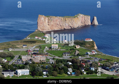 Percé Rock, Québec, Kanada, gesehen vom Mont Saint-Anne Stockfoto