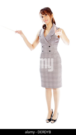 Indische Geschäftsfrau posiert im Studio auf einem Hintergrund isoliert Stockfoto