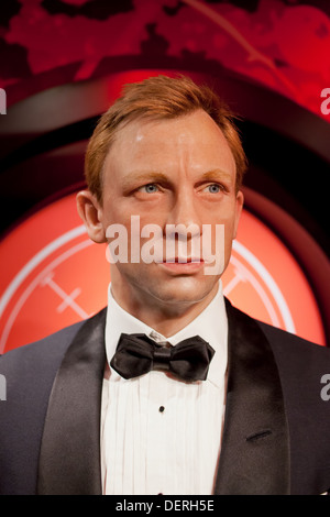 Daniel Craig als James Bond Wachs Figur in Madame Tussauds Amsterdam, Holland, Niederlande. Stockfoto
