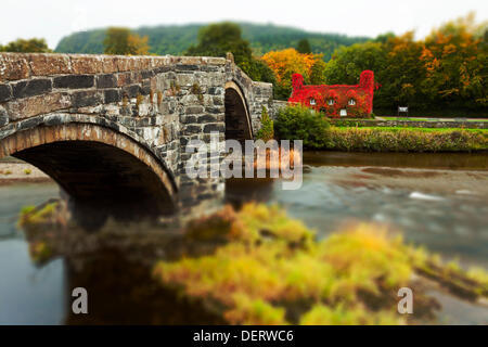 TU Hwnt I'r Bont Teestube während Romanum, North Wales, UK in volle Herbstfärbung Stockfoto