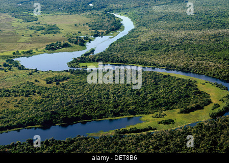 Brasilien, Pantanal: Luftaufnahmen von Rio Claro bei Cessna-Flug Stockfoto
