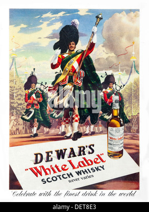 1953-UK Anzeige für Dewar's White Label Scotch whisky Stockfoto