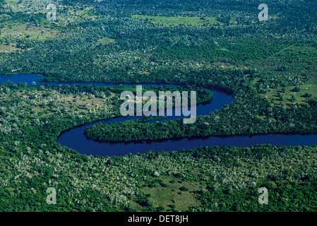 Brasilien, Pantanal: Luftaufnahmen von Rio Claro bei Cessna-Flug Stockfoto