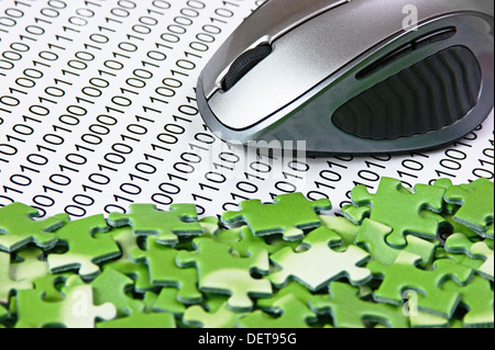 Computer-Maus und Rätsel auf einen binären code Stockfoto