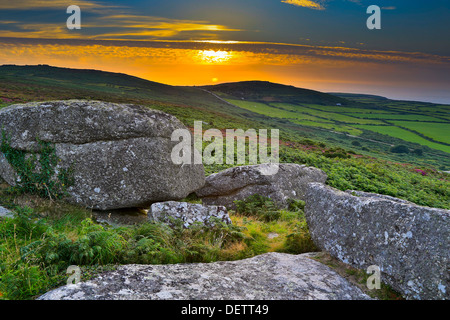 Rosewall Hill; Sonnenuntergang; in der Nähe von St Ives; Cornwall; UK Stockfoto