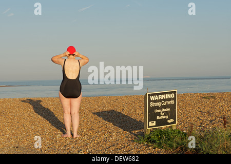 Schwimmer, die immer bereit Stockfoto