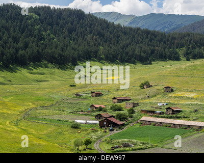 Shenako Dorf im großen Kaukasus, Tuscheti Region, Georgia. Stockfoto