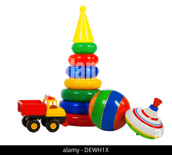 bunten Spielzeug isoliert auf weißem Hintergrund Stockfoto