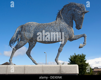 Metallgewebe Skulptur Ingwer das Pferd 2011 in Cathcart Street Greenock enthüllt Stockfoto