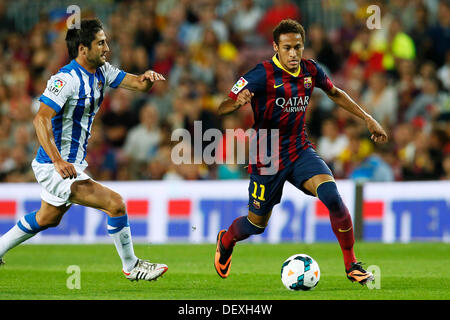 Barcelona, Spanien. 24. September 2013. Neymar (Barcelona) Football / Soccer: Spanisch "Liga Espanola" match zwischen FC Barcelona 4-1 Real Sociedad im Camp Nou in Barcelona, Spanien. © D . Nakashima/AFLO/Alamy Live-Nachrichten Stockfoto