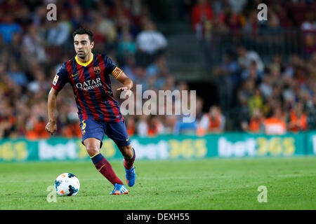 Barcelona, Spanien. 24. September 2013. Xavi (Barcelona) Football / Soccer: Spanisch "Liga Espanola" entsprechen Betweena FC Barcelon 4-1 Real Sociedad im Camp Nou in Barcelona, Spanien. © D . Nakashima/AFLO/Alamy Live-Nachrichten Stockfoto