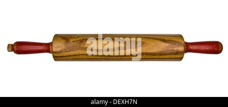 Vintage Bäcker Nudelholz über weiß, Schneidepfad isoliert Stockfoto