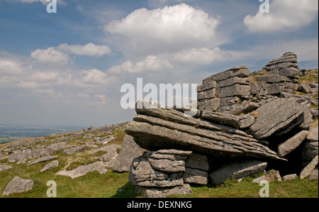 Attraktive Landschaft am Belstone Tor, Dartmoor, Blick nach Norden Stockfoto