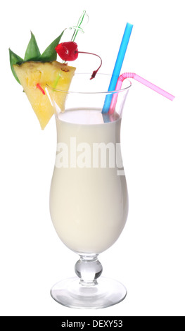 Cocktail Pina Colada isoliert auf weiss Stockfoto