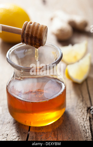 Honig-Zitrone und Ingwer Stockfoto