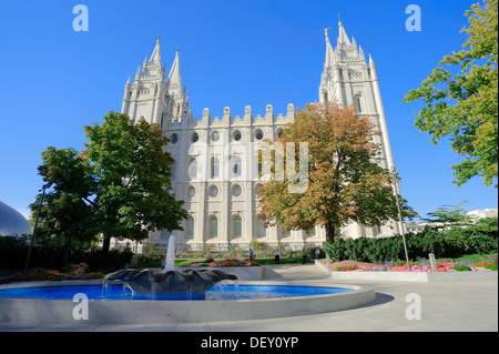 Salt-Lake-Tempel oder die Kirche von Jesus Christ der Heiligen der letzten Tage Mormonen Tempel, Tempelplatz, Salt Lake City, Utah, USA Stockfoto