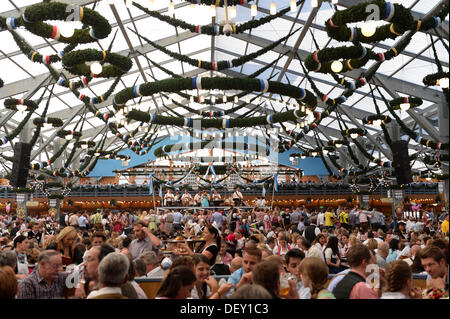 München, Deutschland. 24. September 2013. Die Schottenhamel fest-Zelt auf dem Oktoberfest in München, Deutschland, 24. September 2013. Das weltweit größte Volksfest dauert bis 6. Oktober 2013. Foto: FELIX HOERHAGER/Dpa/Alamy Live News Stockfoto