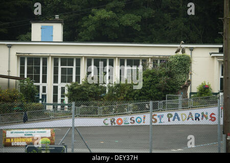 Llanbadarn, Aberystwyth, Großbritannien. 25. September 2013. Eltern der 114 Schüler in der Grundschule St Padarn, Llanbadarn Aberystwyth, wurden gewarnt, achten Sie auf die Symptome der Meninigits, nachdem ein Schüler in der Schule mit der Krankheit diagnostiziert wurde.  Aberystwyth Wales UK, Mittwoch, 25. September 2013 Photo Credit: Keith Morris/Alamy Live-Nachrichten Stockfoto