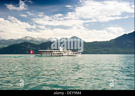 Raddampfer, Vierwaldstättersee, Kanton Luzern, Schweiz, Europa Stockfoto