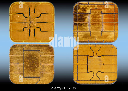 Verschiedene Arten von Speicher-Chips von EC-Karten Stockfoto