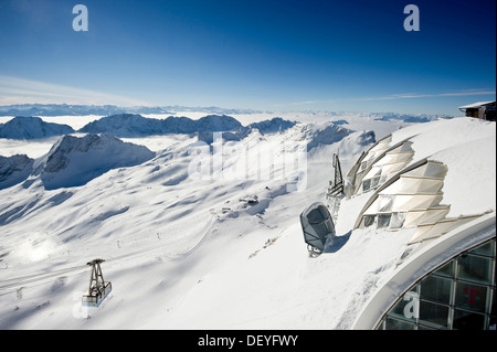 Blick vom Berg Zugspitze in Richtung Westen, Zugspitze, Wetterstein Gebirges, Ostalpen, Bayern, Oberbayern Stockfoto