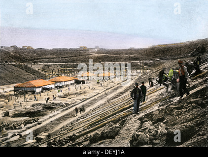 Gebäude das Stadion in Athen für die ersten modernen Olympischen Spiele 1896 statt. Hand - farbige Raster eines Fotos Stockfoto