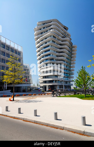 Das Apartmenthaus Marco-Polo-Tower, Kai Strandkai, Hafencity, Hamburg Stockfoto