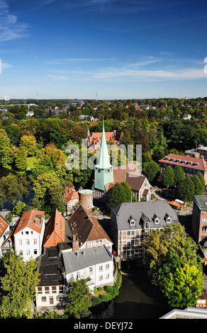 Luftaufnahme des Bergdorfes, Hamburg, Deutschland, Europa, Luftaufnahme von Bergedorf, Deutschland, Europa Stockfoto