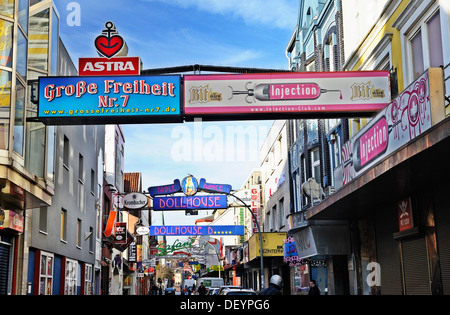 Grosse Freiheit auf der Reeperbahn, St. Pauli, Hamburg Stockfoto