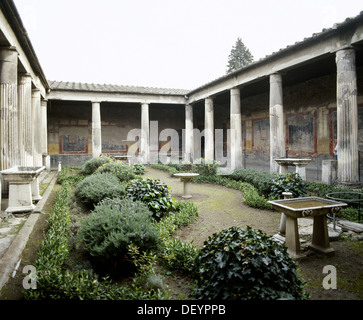 Italien. Pompeji. Haus der Vettier. 1. Jahrhundert n. Chr. Peristyl. Stockfoto